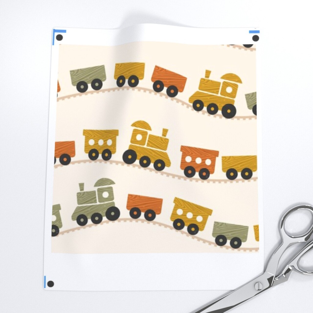 Boho Baby Trains Retro Warm Colors Nursery Toy Train Kids Toddlers Custom Printed Fabric by Spoonflower Various Fabrics by the Yard or Fat Quarter